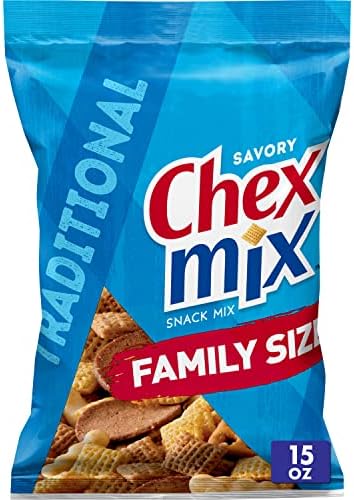 Chex Mix Snack Mix, Traditional, Savory Snack Bag, Family Size, 15 oz