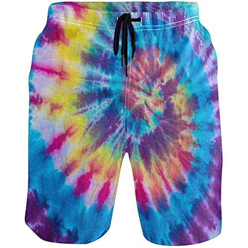 visesunny Tie Dye Swirl Design Summer Mens Swim Trunks Quick Dry Bathing Suits Beach Holiday Party Swim Shorts