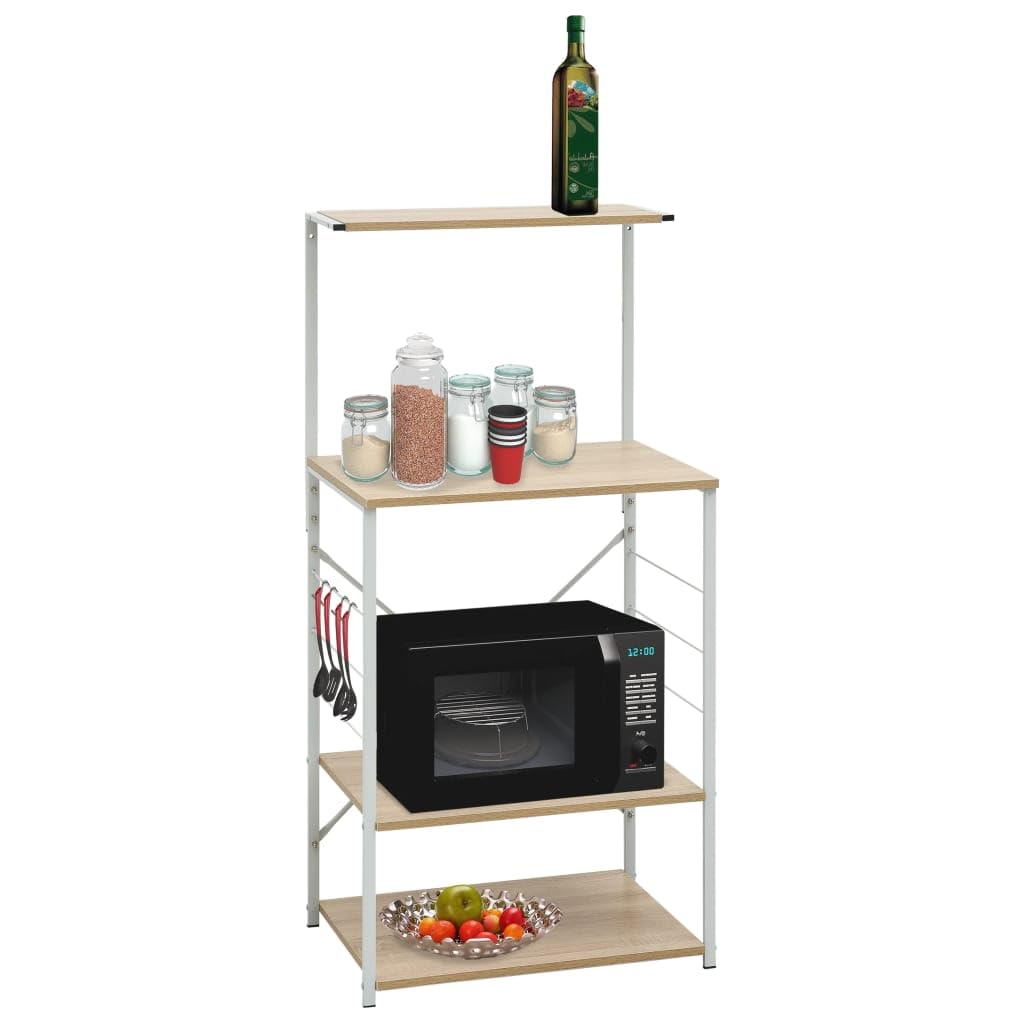 Generisch Mikrowellenregal Weiß Eiche-Optik 60x39,6x123 cm Holzwerkstoff,Heim & Garten,Küche & Esszimmer,Küchenhelfer & -utensilien,Küchenorganizer,Küchenutensilienhalter & -ablagen,11KG,288241