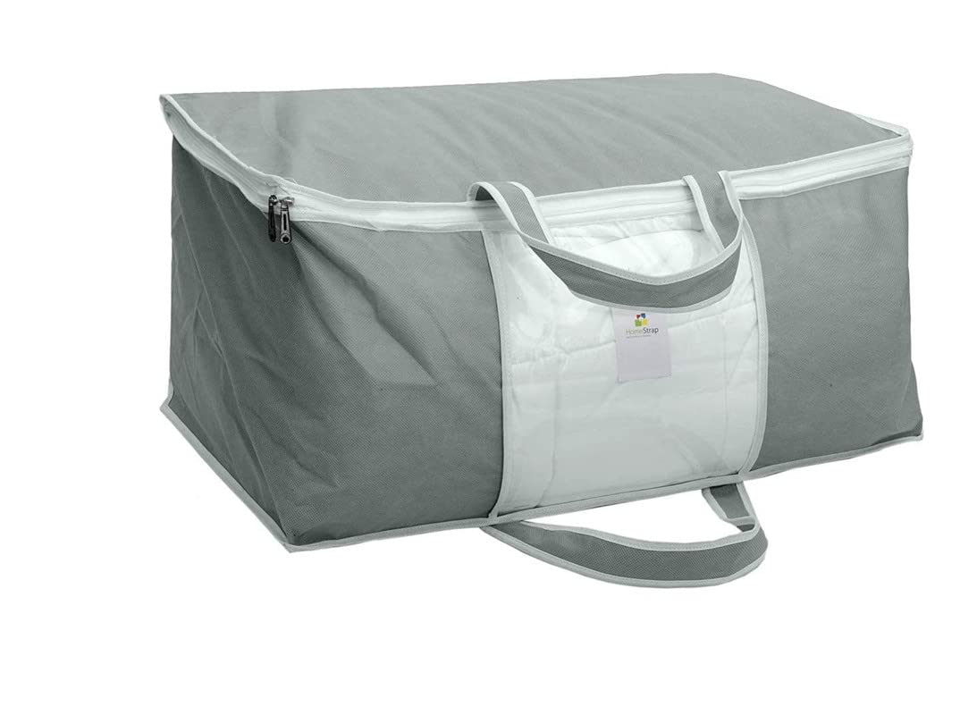 HomeStrap Rectangular Underbed Storage Organizer Cover with Front Handle (Grey).