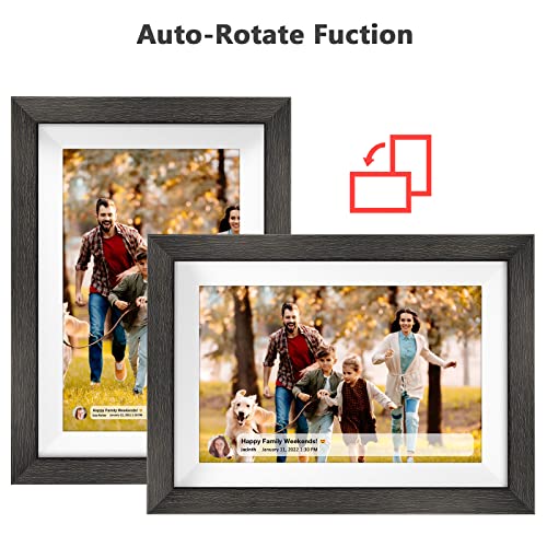 Frameo 10.1 Inch Wifi Digital Picture Frame，1280 * 800Ips Hd Cloud Smart Digital Photo Frame,32Gb Storage, Wall Mountable, Auto-Rotate,Easy To Share Photos Or Videos Via Frameo App （Wood Frame） #TOP4