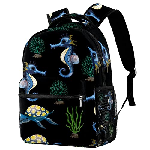 Sac à dos fille garçons grand volume motif tortue avec poche filet gourde pour voyage et loisirs