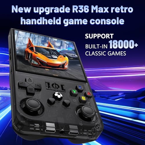 Image of R36MAX Retro Handheld Game Console, 4.0-Inch IPS Display, 720x720 Resolution, Linux System, 64GB Support 18,000+ Classic Games, 4000mah Battery, with Portable Case(Black 64GB)
