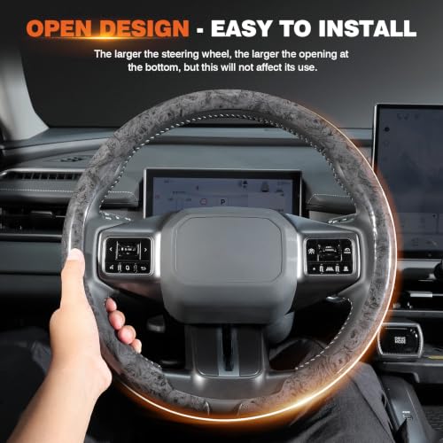 Image of Cartist Upgrade Steering Wheel Cover Universal for Car, PC Strength and PVC Leather for Steering Wheel Protector, Breathable Non-Slip Enhance Driving Experience, Open-Type Easy to Install - (Black)