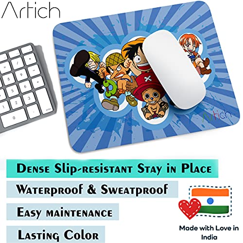 Image of Artich Anime Computer Stylish Laptop Rectangle Gaming Mouse Pad with Super Soft Non-Slip Rubber Base and Lycra Cloth Surface for Silky Touch | (Chibi Strawhats)