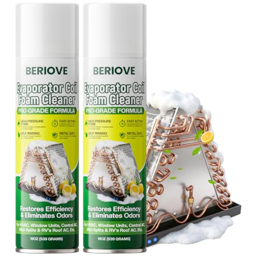 Image of BERlOVE Foaming AC Coil Cleaner: Long - Lasting Foam, Quick Dust Removal, Ideal for Dust & Grease Removal on Evaporator Coils & Condensers, Suited for HVAC Technicians & DIY Use 19oz(2PCS)