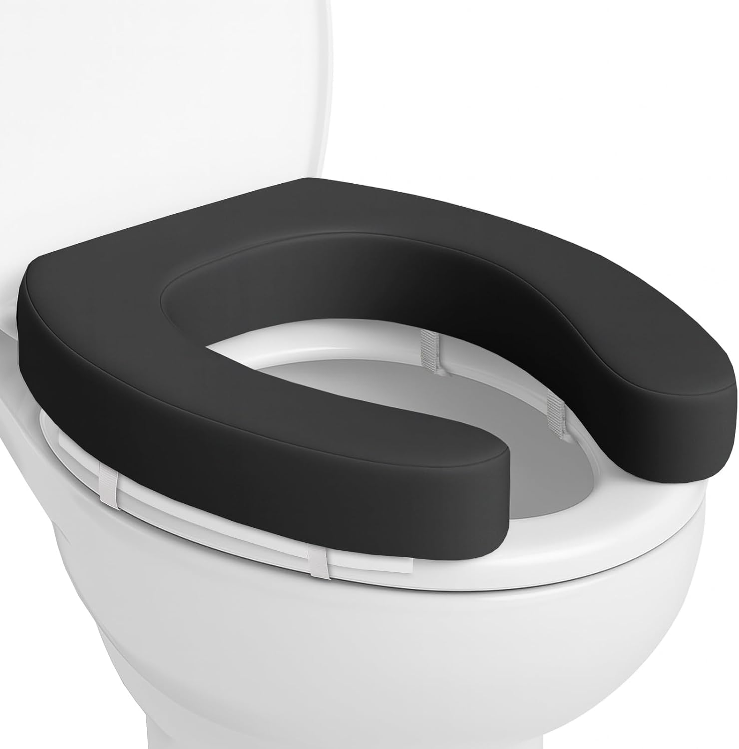 Vive Toilet Seat Cushion (Soft Cushioned Foam) - Easy Clean Padded Bathroom Attachment - Elongated, Standard Seats - Comfort and Support Donut for Handicap, Adults (2" Cushioned Foam, Black)