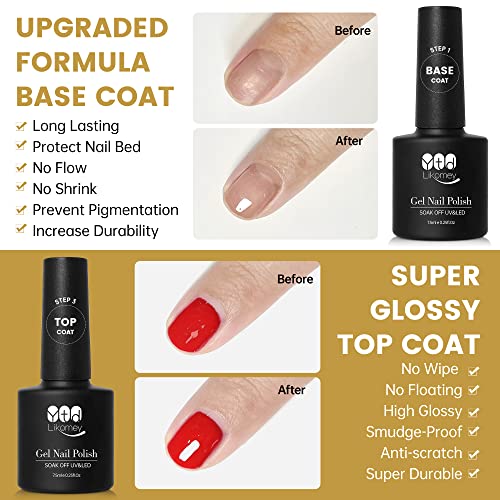 YTD Likomey UV Nagellack Shellac Set,6 Farben Transluzent mit Base und Top Coat Kit,Farbgel für Gelnägel Maniküre Jelly… – Bild 8