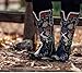 XEYANFYS Women's Cowboy Embroidery Floral Western Boots Black Cowgirl Boots Chunky Low Heels Handmade Rivets Pull on Vintage Wide Calf Knee High Shoes