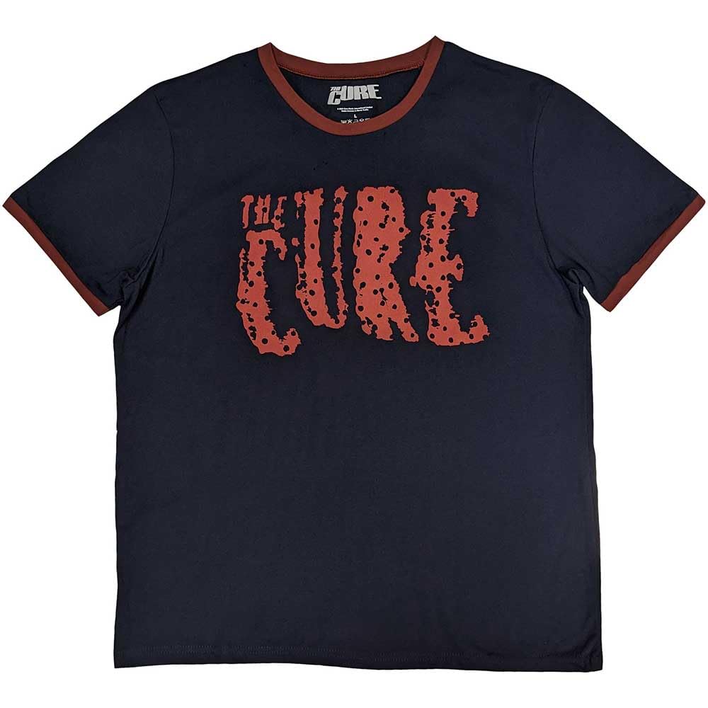 The Cure Band Logo Ringer T-Shirt, Navy, XL