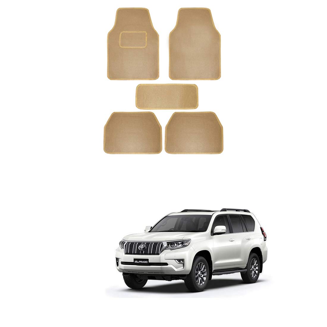 RKPSP Beige Standard/Fabric Foot/Floor Car Mat for Land Cruiser Prado