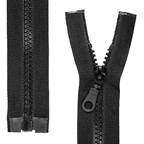 2 x Separable Zipper 80cm Rail Length in Black 1 Way Open End #5 5.75mm Rail Width 34mm Band Width Replacement Plastic Zipper #5 Cover