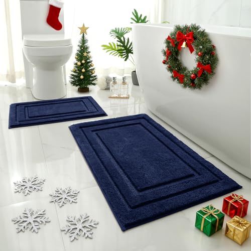 HOMEIDEAS Bathroom Rugs Sets 2 Piece, Super Soft and Absorbent Non Slip Microfiber Machine Washable Bath Mat Set (20