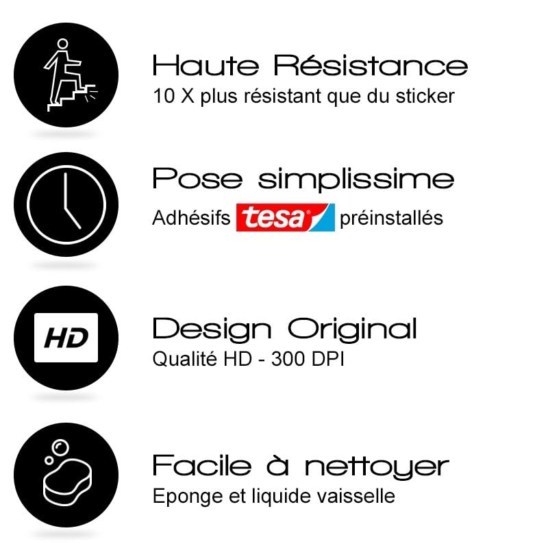 99 Déco Contremarches adhésives PVC pour escalier Blanc
