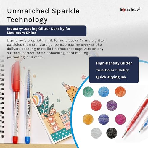 Set de 10 bolígrafos gel con purpurina Liquidraw miniatura 2