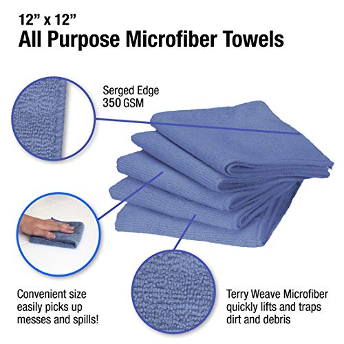 Serviettes microfibre Eurow de qualité supérieure 350 g/m² bleu - 4
