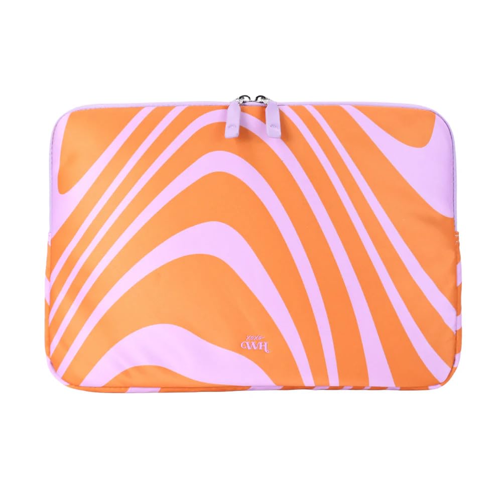 Pokrowiec na laptopa Boogie Wonderland Orange – 13-14 cali w kolorze pomarańczowo-fioletowym z wzorem fali, dla kobiet – odporne na zarysowania i działanie wody etui na laptopa z