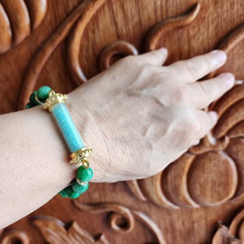 Image of Heavens Tvcz Buddha Bracelet with Thai Green Jade Healing Beads & Heart Pendant - Buddhist Lucky Charm Bangle for Love, Protection & Good Fortune