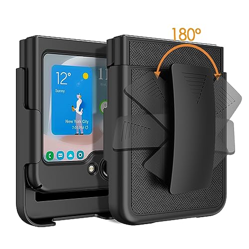 Customerfirst for Samsung Galaxy Z Flip 5 2023 Phone Case, Phone Holster with Kickstand Case with Screen Protector, Swivel Belt Clip