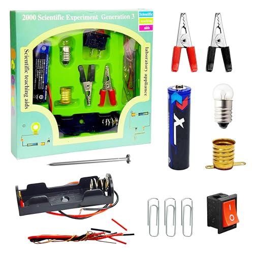 Image of VGRASSP Educational Electric Bulb Circuit Toy Set for Kids - DIY Science Experiment Kit with Light Bulb, Switch, Wires and More - Physics Learning Toy Kit - Multicolor