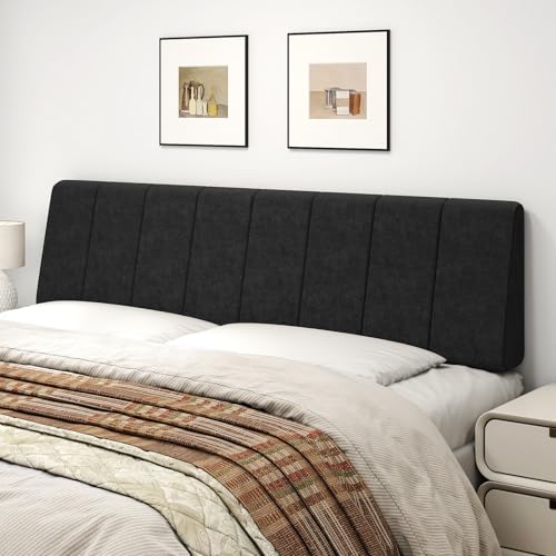 Liiwepo King Size Headboard Only-No Assembly Upholstered Headboard King Size Linen Fabric Modern Style Headboards Extra-Thick Black