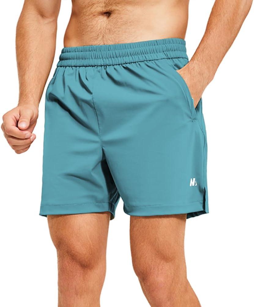NIMENJOJA Men's 5.5" Workout Running Shorts Quick Dry Lightweight Athletic Gym Shorts for Active Training with Zipper Pockets
