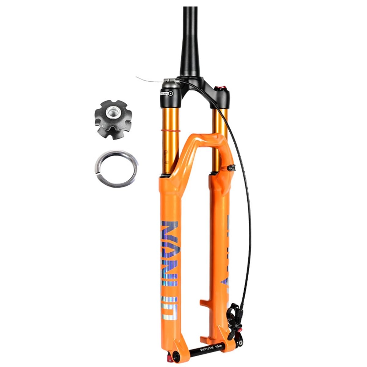 WIQUYBML 1-1/2'' Tapered Mountain Bike Front Fork Bicycle Shock-Absorbing Suspension Forks 26 27.5 29 Inch Travel 120mm Thru Axle 100×15mm Damping Adjustment