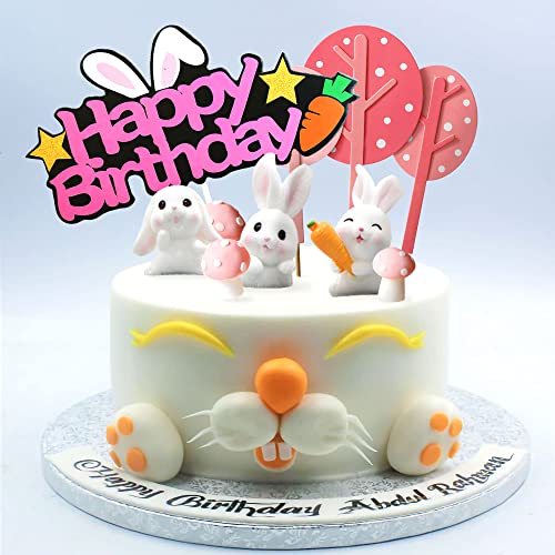 Pink Bunny Birthday Party Supplies Bunny Birthday Cake Decorations Rabbit Birthday Cake Decorations Rabbit Party Supplies Bunny Party Favors #TOP5