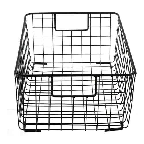 SMASOLO Cesta de Almacenamiento de Cocina Negra Grande de Hierro, Organizador Multiusos para Frutas y Snacks, Contenedor Práctico para Guardar Alimentos y Utensilios en Hogar y Cocina