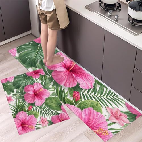 Tapis de cuisine grand format lavable set de 2 tapis imprimé végétal pour entrée