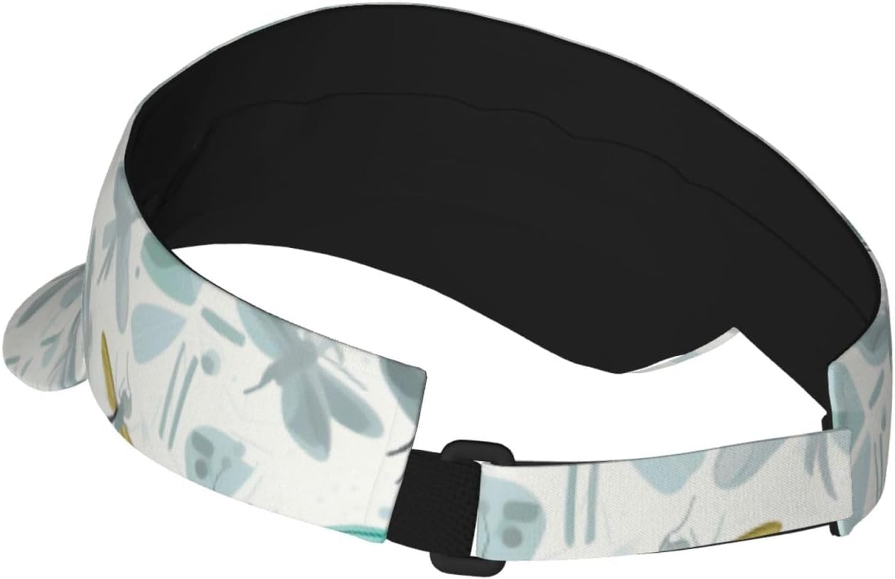 Green Dragonfly Print Sports Sun Visor Hats,Adjustable Sun Caps for Men Women Adults Lightweight