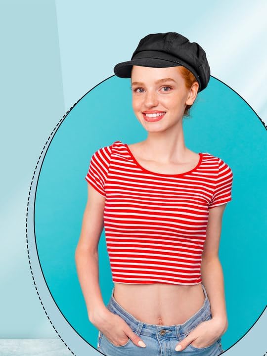 2 Pcs Cotton Newsboy Cap Newsboy Hats Baker Boy Hats Adjustable Cabbie Cap for Women - Image 7