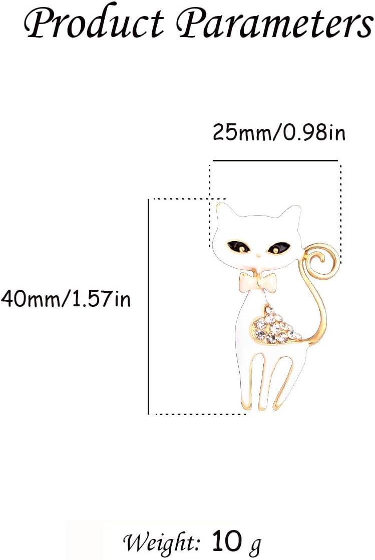 Fashion Rhinestone Bow Cat Brooch Pin for Women Girls Gold-Toned Crystals Cartoon Bowknot Kitten Brooches Lapel Pins Dress Accessories Holiday Birthday Party Vintage Unisex Jewelry - Image 6