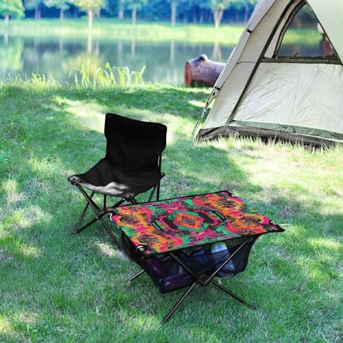 Mesa de Camping Plegable GOODOLD Diseño Tribal Colorido, Portátil y Fácil de Doblar miniatura 5