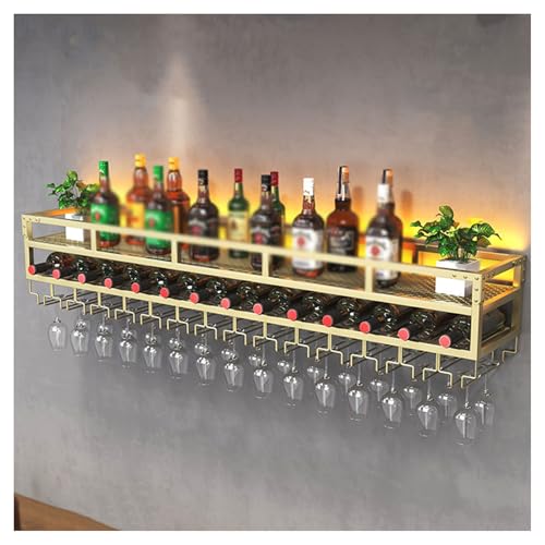 Meuble de bar suspendu et porte-bouteilles de vin mural industriel - 2