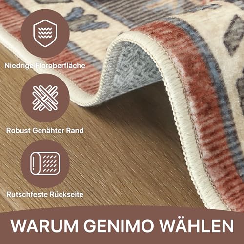 GENIMO Vintage Rot Teppich Rund 200cm Waschbar & rutschfest – Ansicht 5