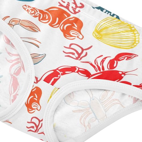 Colorful Lobsters White Toddler Underwear Floral 2t Cotton Panties Little Girl Cartoon Briefs Undies Kids4