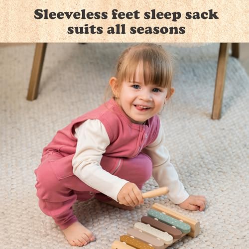 Image of Toddler Sleep Sacks for 2t-3t, 1 Pack Baby Wearable Blanket with Feet, Sleeveless Breathable Sleep Sacks for Baby Boys and Girls