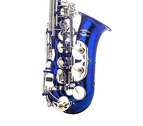 Image of Glory Blue /Silver keys E Flat Alto Saxophone with 11reeds,8 Pads cushions,case,carekit
