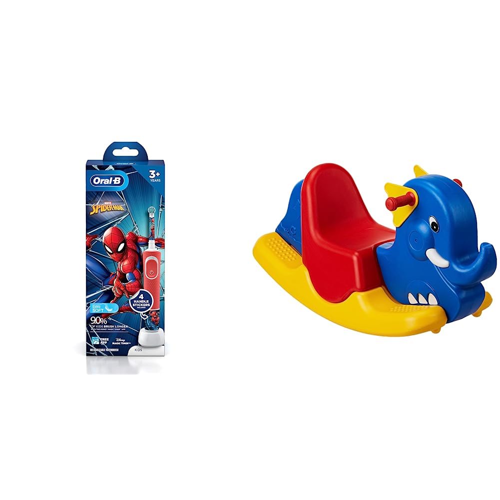 Oral-B Kids Electric Rechargeable Toothbrush, Featuring Spider Man, Extra Soft Bristles (Age 3+,Multicolor) & Jam & Honey Elephant Tusker Ride-On, Multicolor-image-43