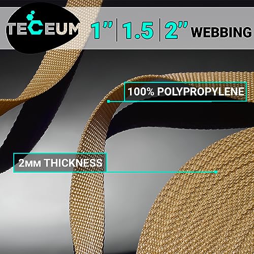 Image of TECEUM 3 /4 inch & 5 /8 inch & 1 inch & 1.5 inch & 2 inch Webbing - 10 25 50 Yards - 40+ Colors - Heavy Duty 1 Inch 1.5 Inch 2 Inch Backpack Straps - Webbing for Outdoors Indoors Crafting DIY