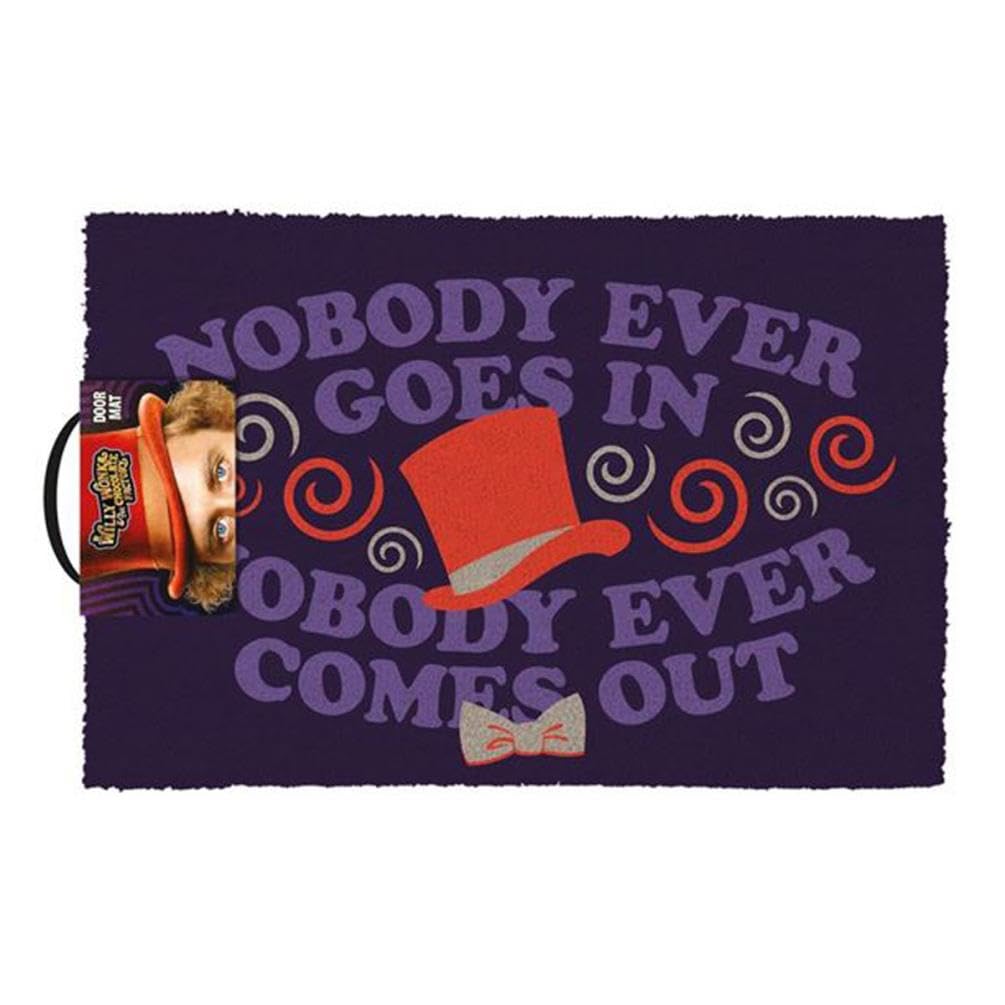 Pyramid International Willy Wonka & The Chocolate Factory 'Nobody Ever Goes In, Nobody Ever Comes Out' Doormat - 40cm x 60cm - One Size, Berry — image 1