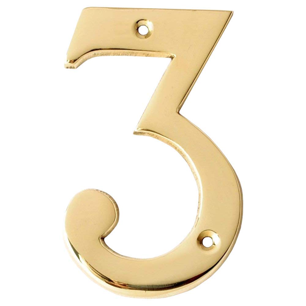 Motif 4-Inch Brass Letters Mailbox Decor Address Signs For Houses Outdoor Wall Decor Mailbox Numbers House Address Numbers For Outside Address Sign for Door Numbers (Polished, Number 3)-image-26