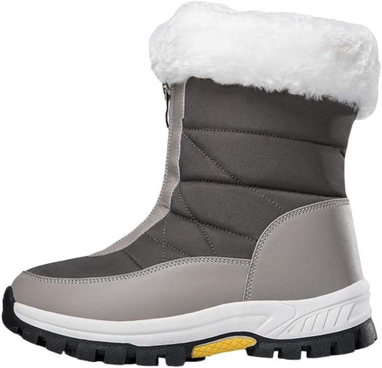 Women's Fashion Winter Snow Boots - Warm, Non-Slip with Plush Lining & Side Zipper, Comfortable Outdoor Footwear