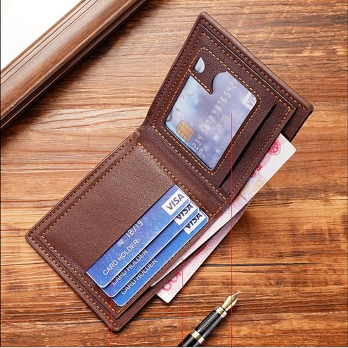 Image of Slim Wallet for Men with Coin Purse, Minimalist Wallet with Zipper, Bifold Mens Wallets with Credit Card Holder, PU Leather Men's Wallet with Money Clip, Carteras Para Hombres (Brown L)
