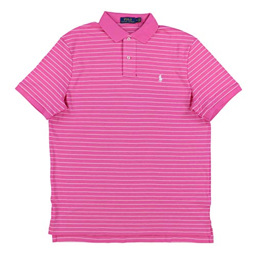 Polo Ralph Lauren Mens Striped Interlock Polo Shirt (M, Pink)