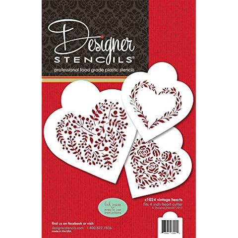Designer Stencils C1024 Keksschablonen-Set mit Herzmotiv Cover