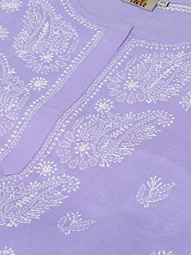 Image of Ada Hand Embroidered Lucknowi Chikankari Cotton Kurta for Women A133488 | Handcrafted lucknow chikan embroidery latest womens ethnic wear kurti tunic for office work wear
