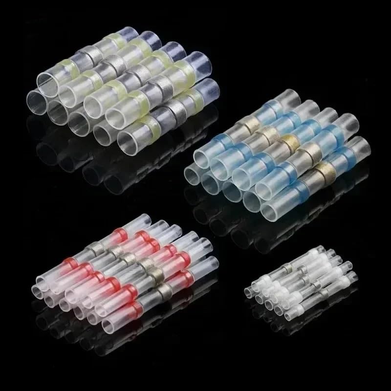 100 conectores de alambre de sellado de soldadura, impermeables, termorretráctiles, aislados, terminales de conector de empalme eléctrico
