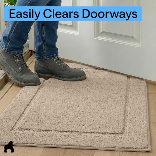 Image of GORILLA GRIP Indoor Door Mat, Rubber Backing Entry Rug 29x17, Beige